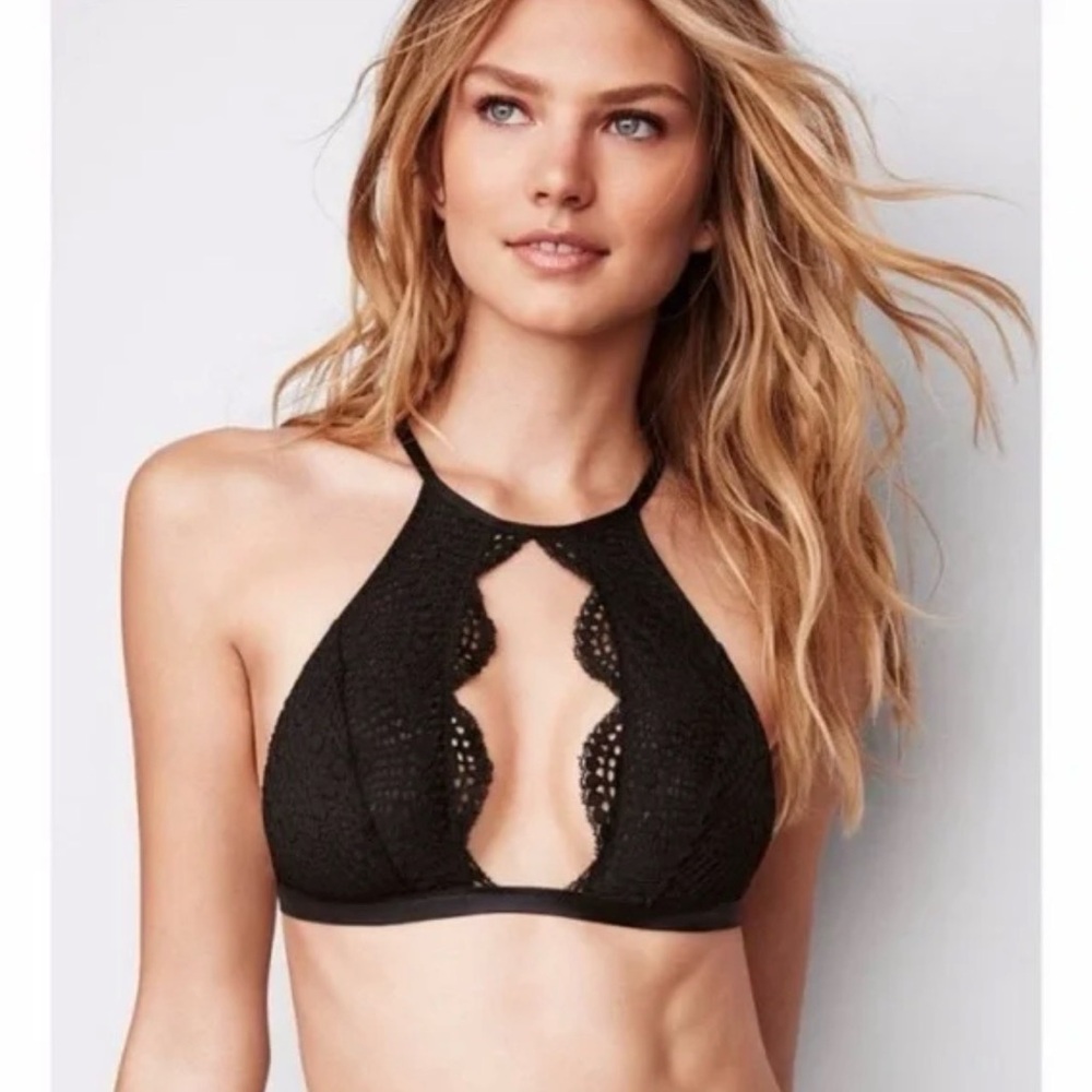 Victoria's Secret Black Lace Halter Bra